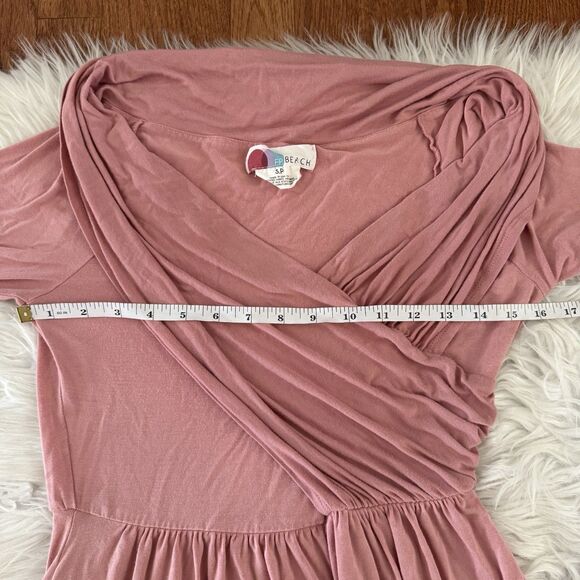 Free People Beach Maxi Dress Women’s Small Ruched Off Shoulder Pink Long Sleeve - Picture 7 of 10